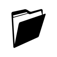 Black and White Illustration of an Open Folder for Files and Documents
