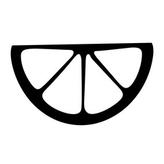 Bold minimalist black silhouette of a sliced citrus fruit section vector