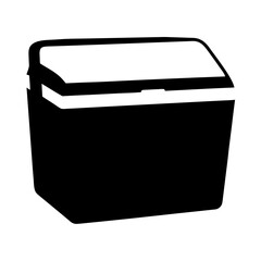 Black and white illustration of an isolated picnic cooler box container