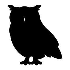 Silhouette of a standing owl with its distinctive feather tufts on head