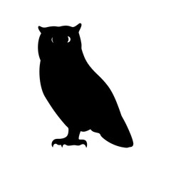 Silhouette of an Owl Standing Tall and Proud Against a White Background