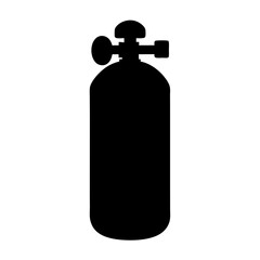 Silhouette of a scuba tank shows safety and preparation for diving adventures