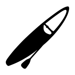 Black silhouette of a kayak with a paddle resting on the side