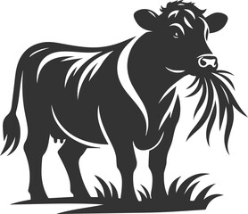 Angus cattle grazing silhouette