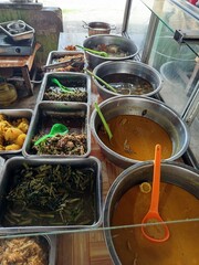 various ready-to-eat buffet foods typical of Indonesia