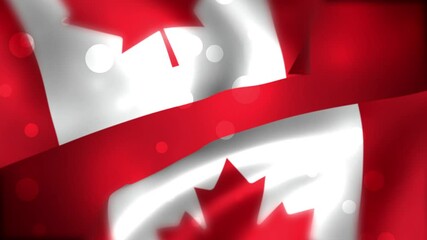 Canadian flag waving over a dark red background with glitter and bokeh effect, Happy Canada Day, Happy Victoria Day, Canada independence day, Canadian, Independent Video