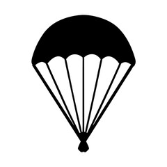 Simple black and white illustration of a parachute for skydiving or emergency