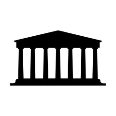 Fototapeta premium Silhouette of an ancient Greek temple with prominent Doric columns and entablature