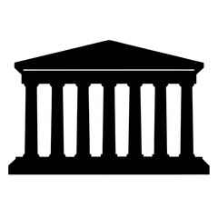 Fototapeta premium Black and white silhouette of a classical Greek or Roman temple facade