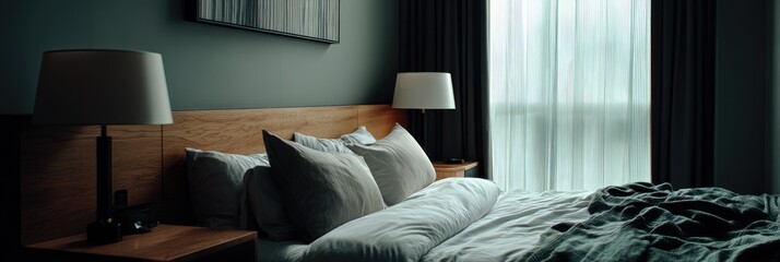Serene Bedroom: Soft Lighting, Textured Textiles, Modern Design