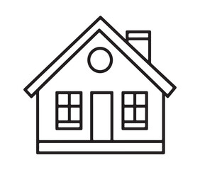 Cartoon home icon on a white background. Simple house icon minimalist home outline design