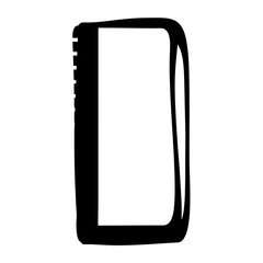 Minimalist black and white illustration of a closed spiral bound notebook
