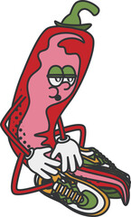 Retro and Cartoon Style Chilli Character Clipart
