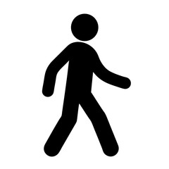 Simple Black Pictogram of a Walking Person Silhouette on a White Background