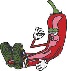 Retro and Cartoon Style Chilli Character Clipart