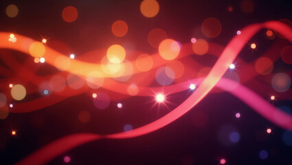 Abstract Carnival Bokeh with Flowing Ribbons
