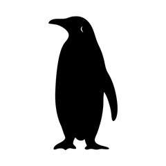 Simple Black and White Penguin Silhouette Illustration on a White Background