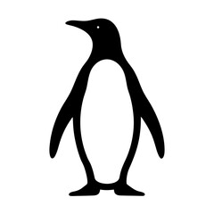 Silhouette of a penguin standing upright against a plain white background