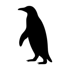 A Simple Black and White Silhouette of a Penguin Standing Tall