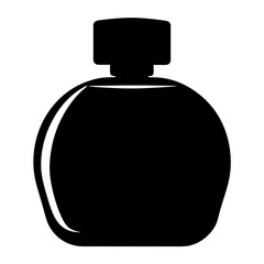 Silhouette of a round perfume bottle with a square cap design