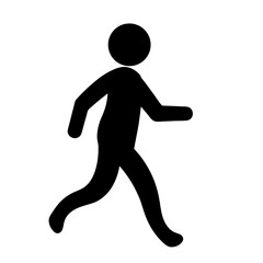 Silhouette image of a person walking or running in a basic style