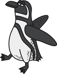 Retro and cartoon style penguin character illustration