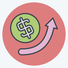 Icon Growth Arrow. related to Development symbol. color mate style