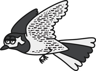 Clip art of retro and cartoon style wagtail character.