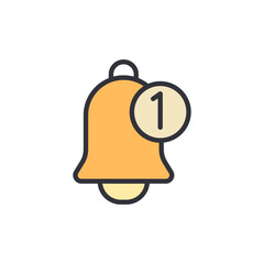 Notification bell colored icons, minimalist vector illustration ,simple transparent graphic element .Isolated on white background
