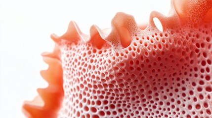Obraz premium Macro Image of a Peach Coral with Small Holes and Ruffled Edge