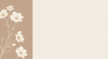 Elegant Floral Design Minimalist Beige and White Flower Illustration