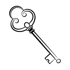 a black outline key icon