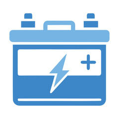 Obraz premium blue color electric battery with power icon