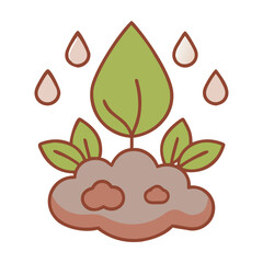 vector illustration of rain drop with leaf