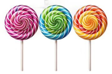 Set of Lollipop Sweet Colorful Candies with Spiral and Ray Patterns Vector Illustration for Creative Use
