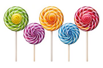 Set of Lollipop Sweet Colorful Candies with Spiral and Ray Patterns Vector Illustration for Creative Use