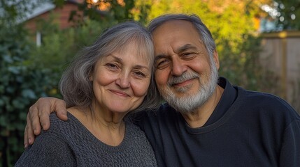 Happy Senior Couple Smiling and Hugging, Celebrating Retirement and Active Healthy Lifestyle Together