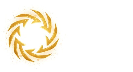 Fototapeta premium Elegant Gold Circular Arrows Graphic on White Background