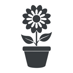 flower in a pot black icon design