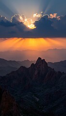 Fototapeta premium Mountain Sunset Rays