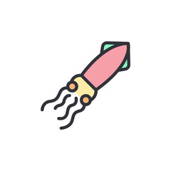 Squid colored icons, minimalist vector illustration ,simple transparent graphic element .Isolated on white background