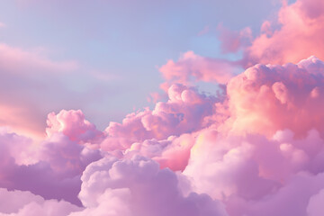A beautiful sky filled with fluffy pink and purple clouds during a vibrant and colorful sunset