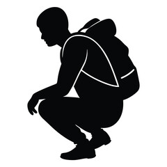 Silhouette of Figure in Kneeling Position