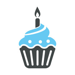blue cupcake with candle icon
