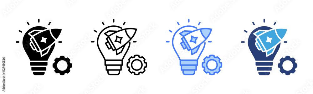 Poster innovation icon sheet multiple style collection