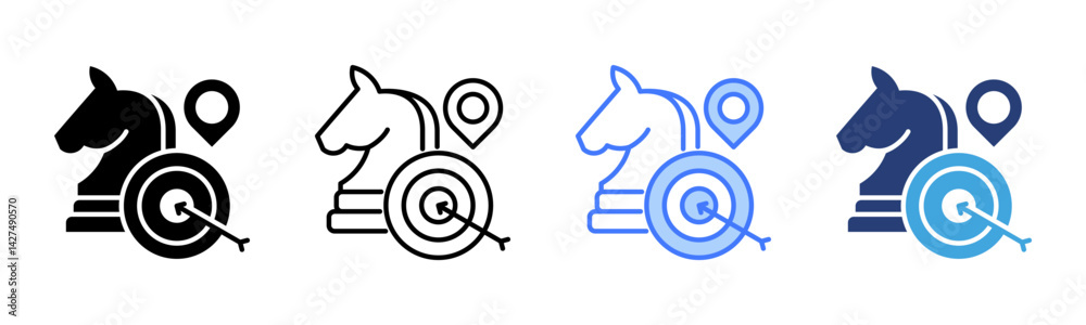 Poster strategy icon sheet multiple style collection