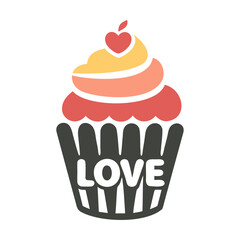 colorful vector illustration of a cupcake