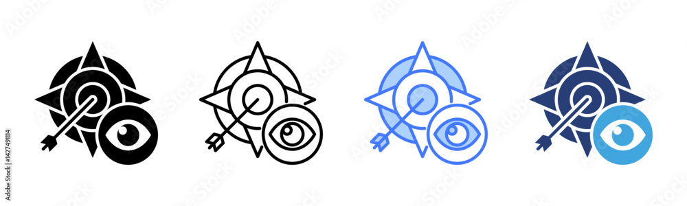 Poster vision icon sheet multiple style collection