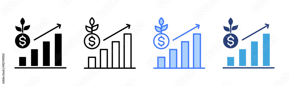 Poster growth icon sheet multiple style collection