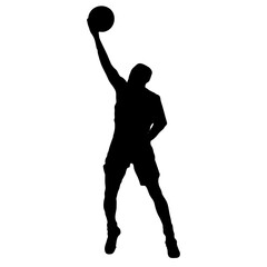 Basketball Player Silhouette in Action PNG Sports Figure